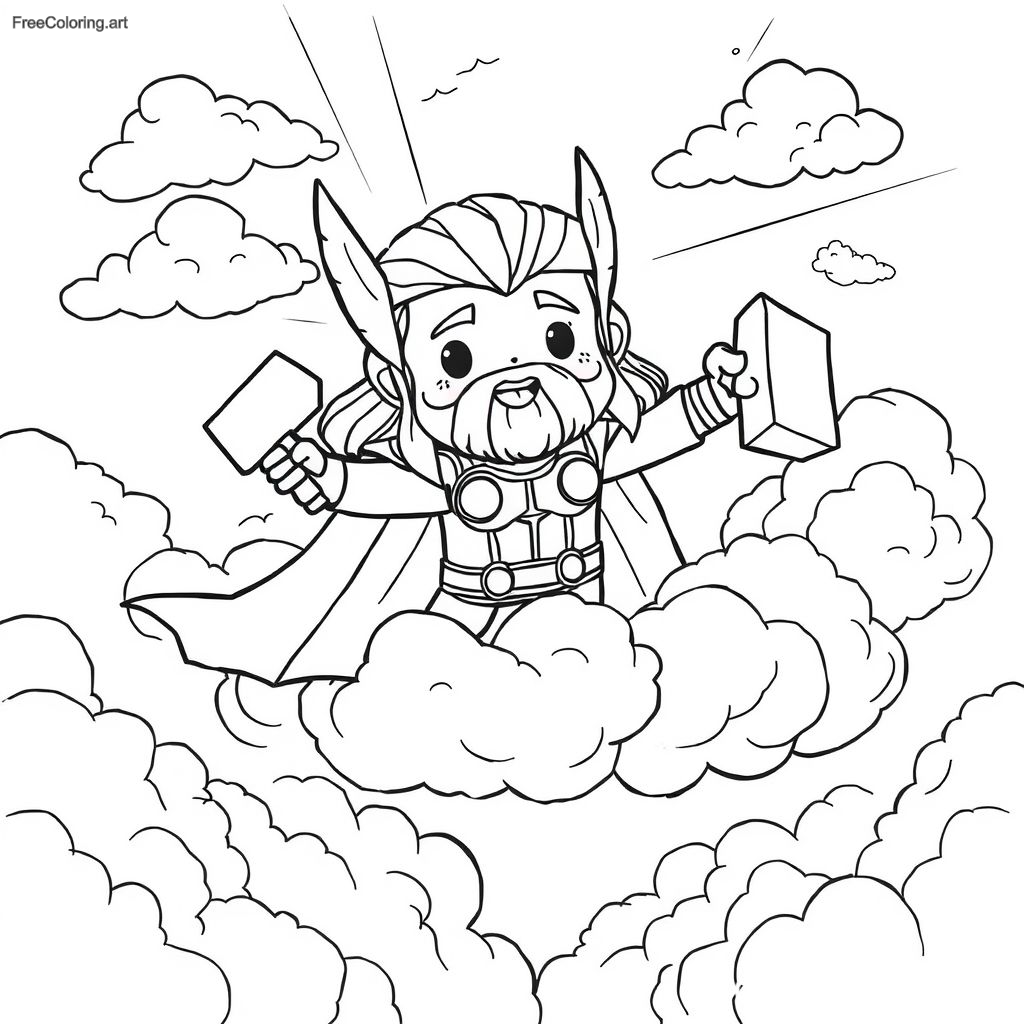 Thor utilisant Mjolnir pour voler à travers les cieux
