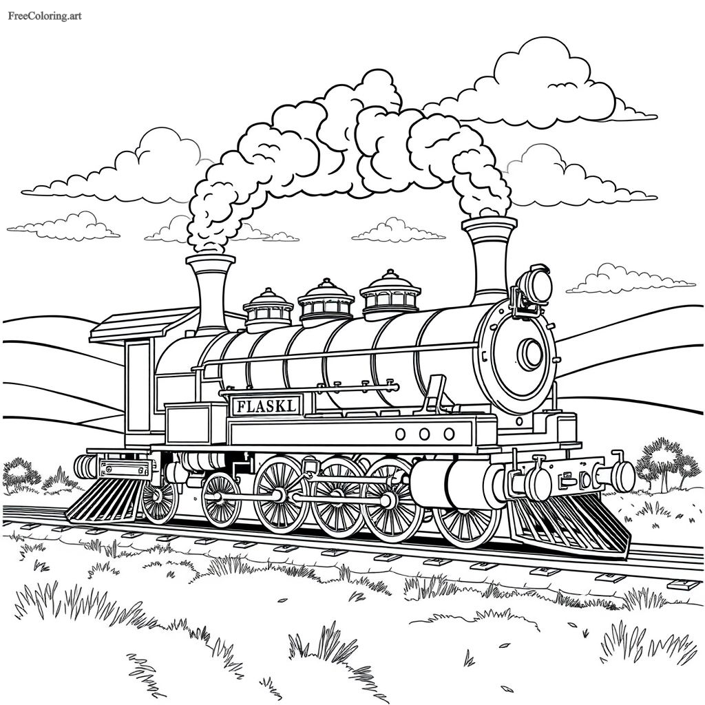 Antique Train Coloring Page