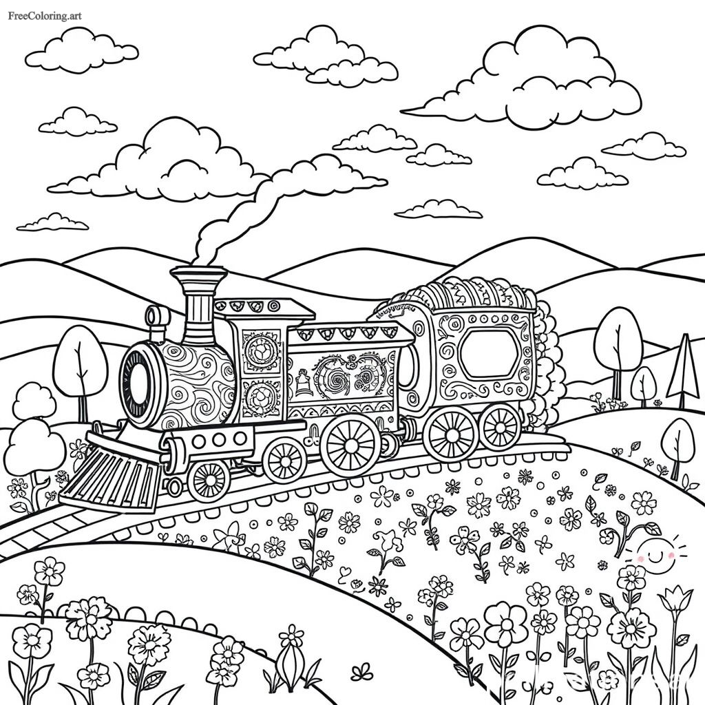 Bold Train Coloring Page