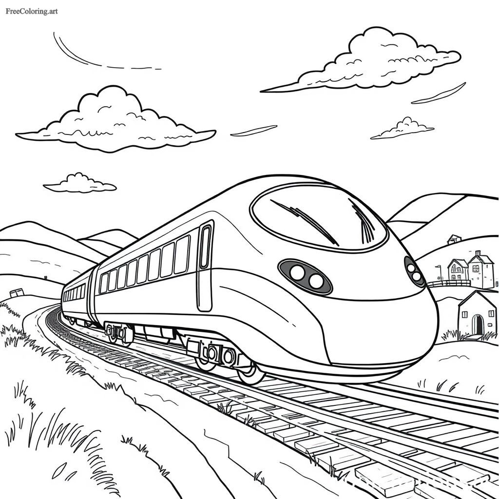 Bullet Train Coloring Page