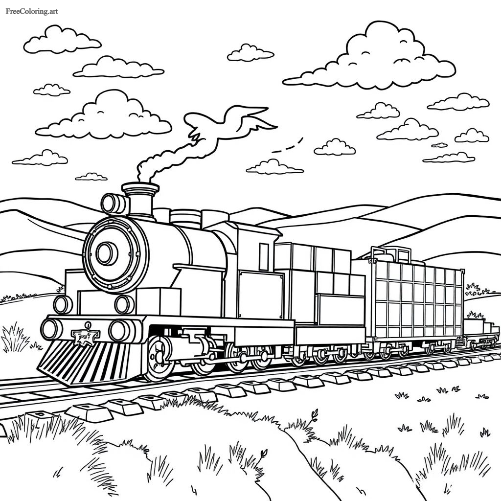 Freight Train Coloring Page