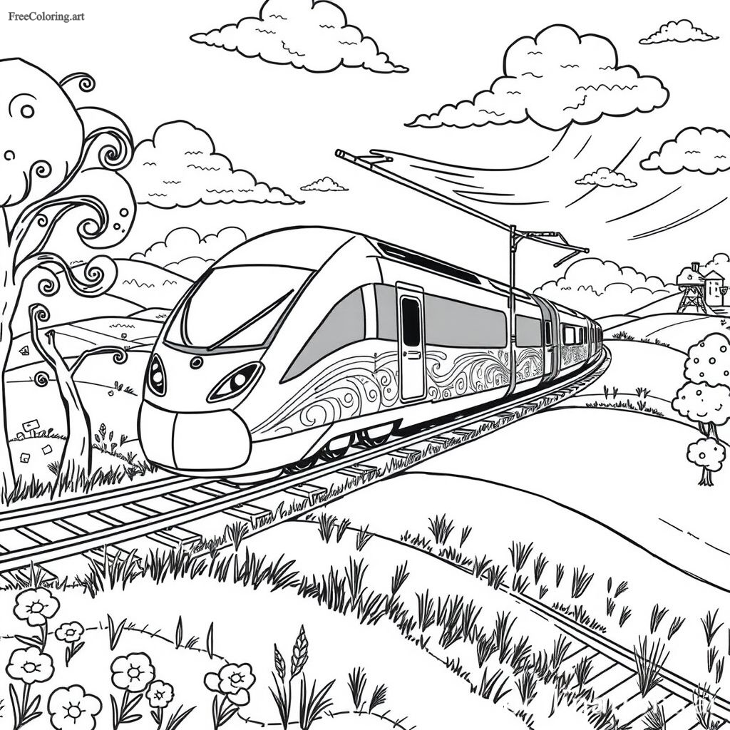 High Speed Train Coloring Page