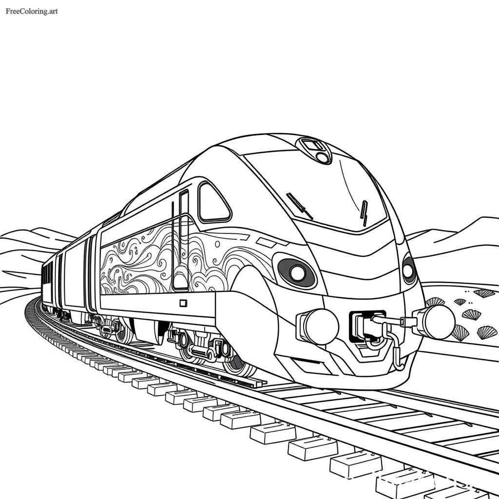 Modern Locomotive Coloring Page