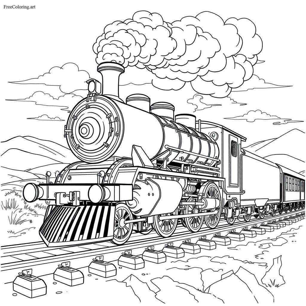 Powerful Locomotive Coloring Page