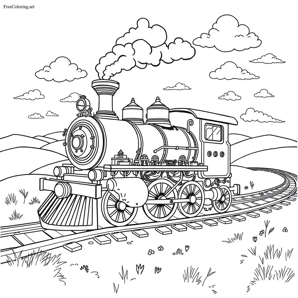 Railway Engine Coloring Page