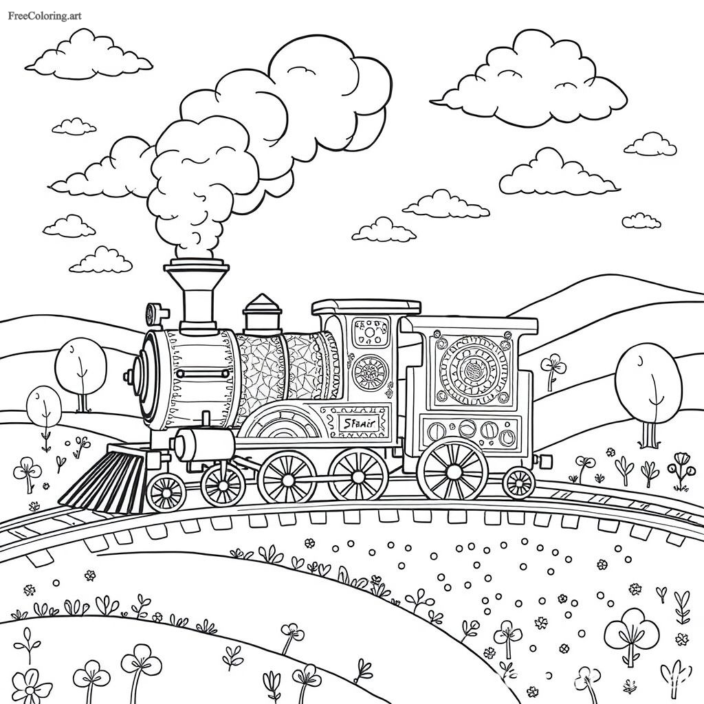 Steam Train Coloring Page