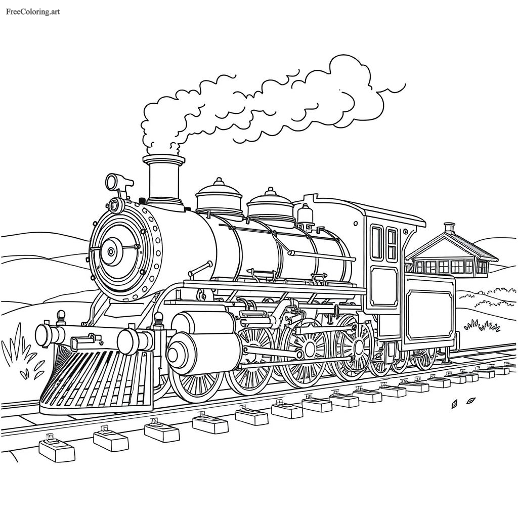 Vintage Locomotive Coloring Page