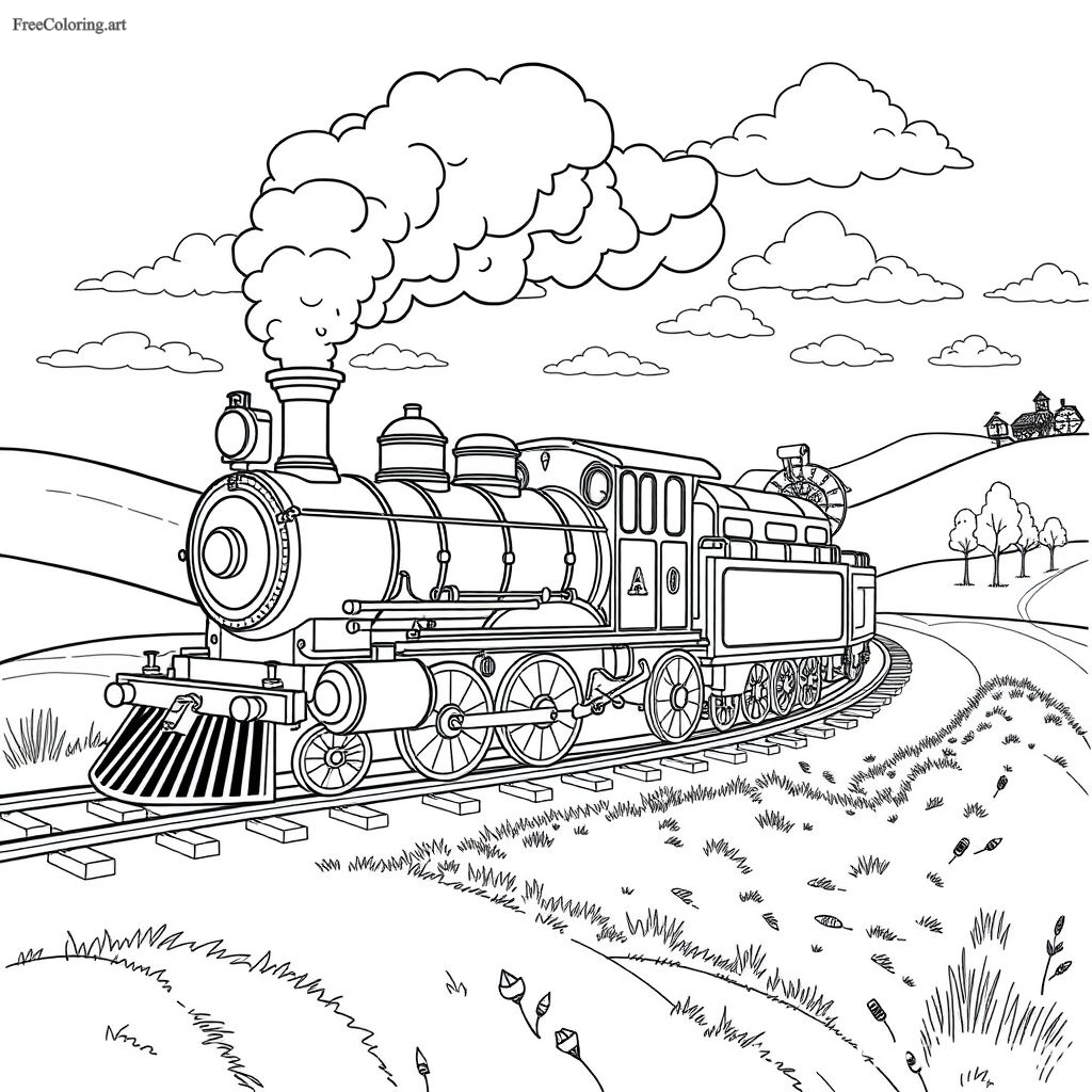 Vintage Train Coloring Page