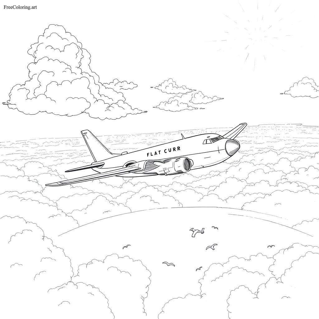 Airplane Cruising In The Sky Coloring Page Airplane Cruising In The Sky Coloring Page