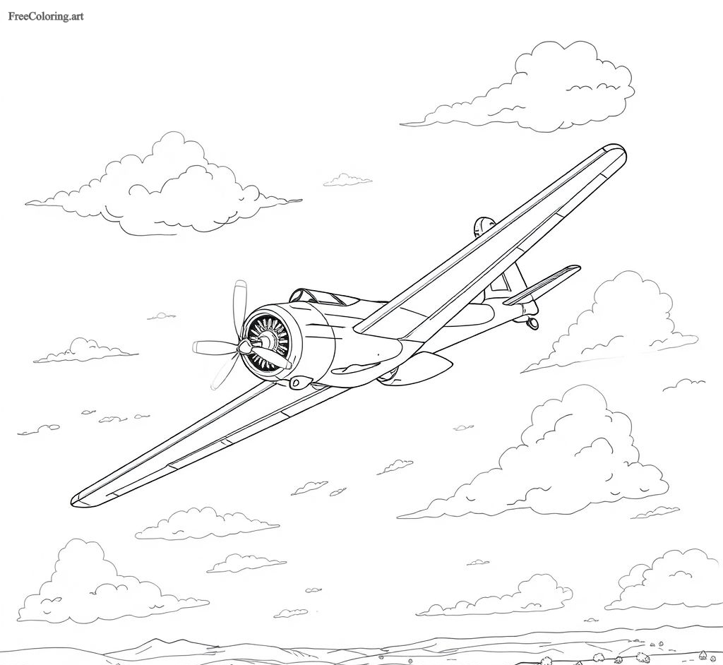 Airplane Performing Aerobatics Coloring Page Airplane Performing Aerobatics Coloring Page