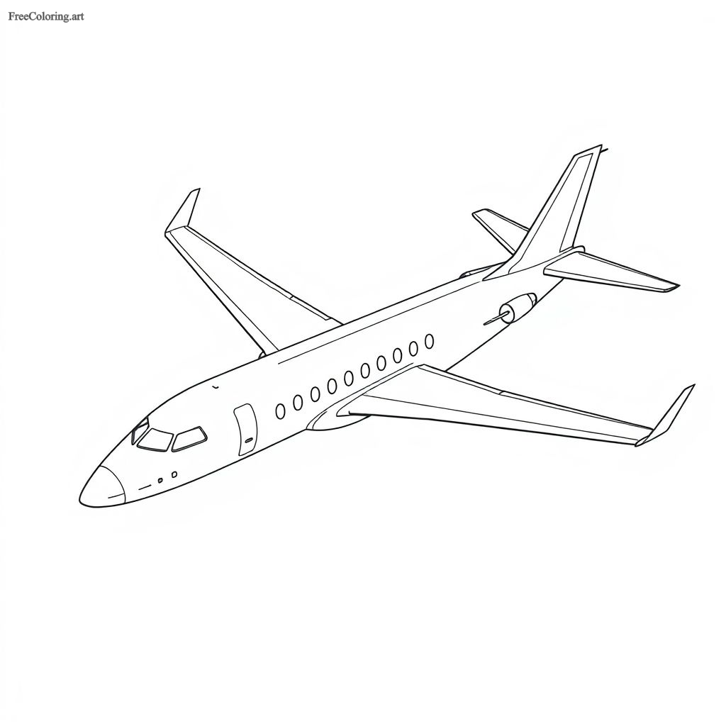 Airplane Showing Sleek Design Coloring Page Airplane Showing Sleek Design Coloring Page