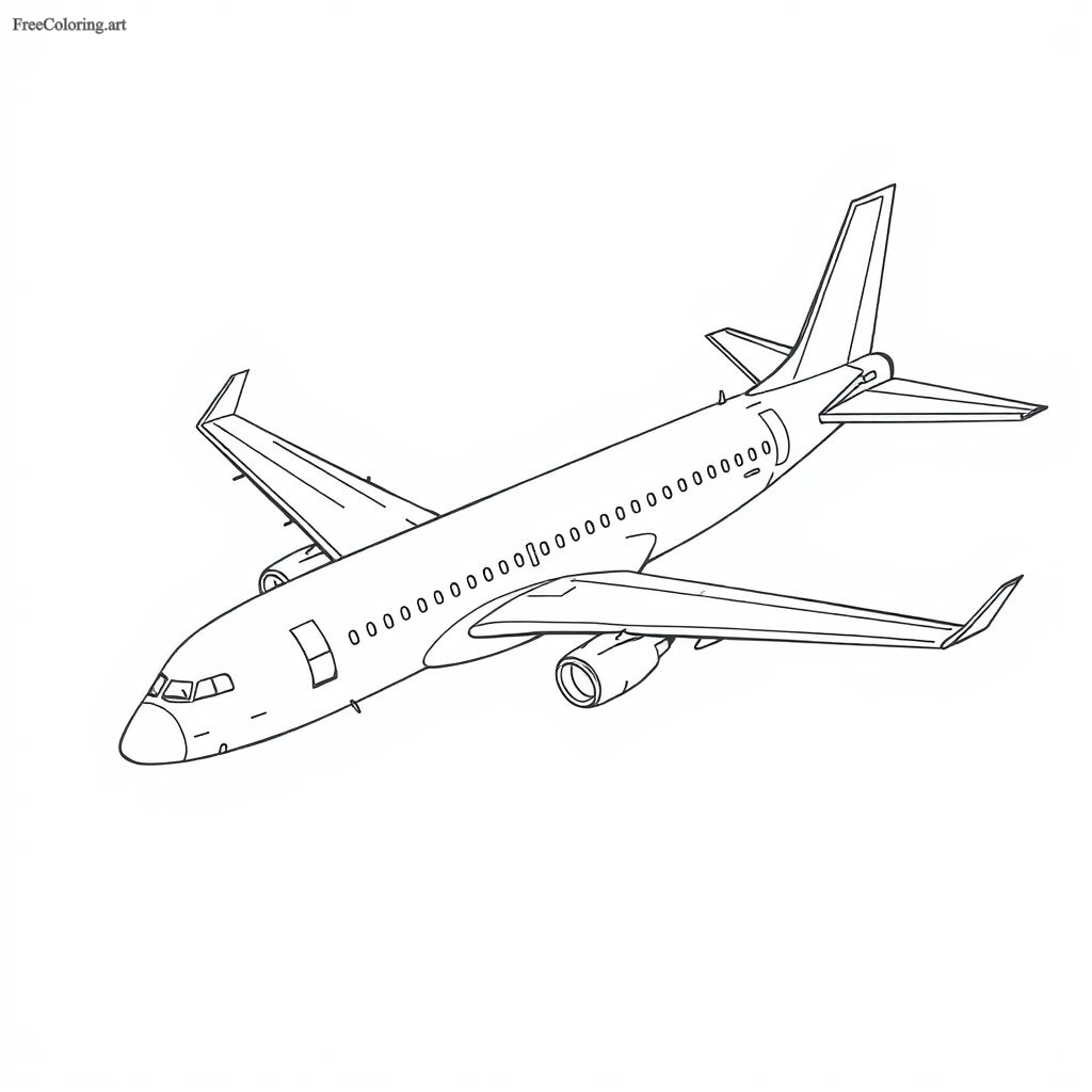 Airplane With Artistic Style Coloring Page Airplane With Artistic Style Coloring Page