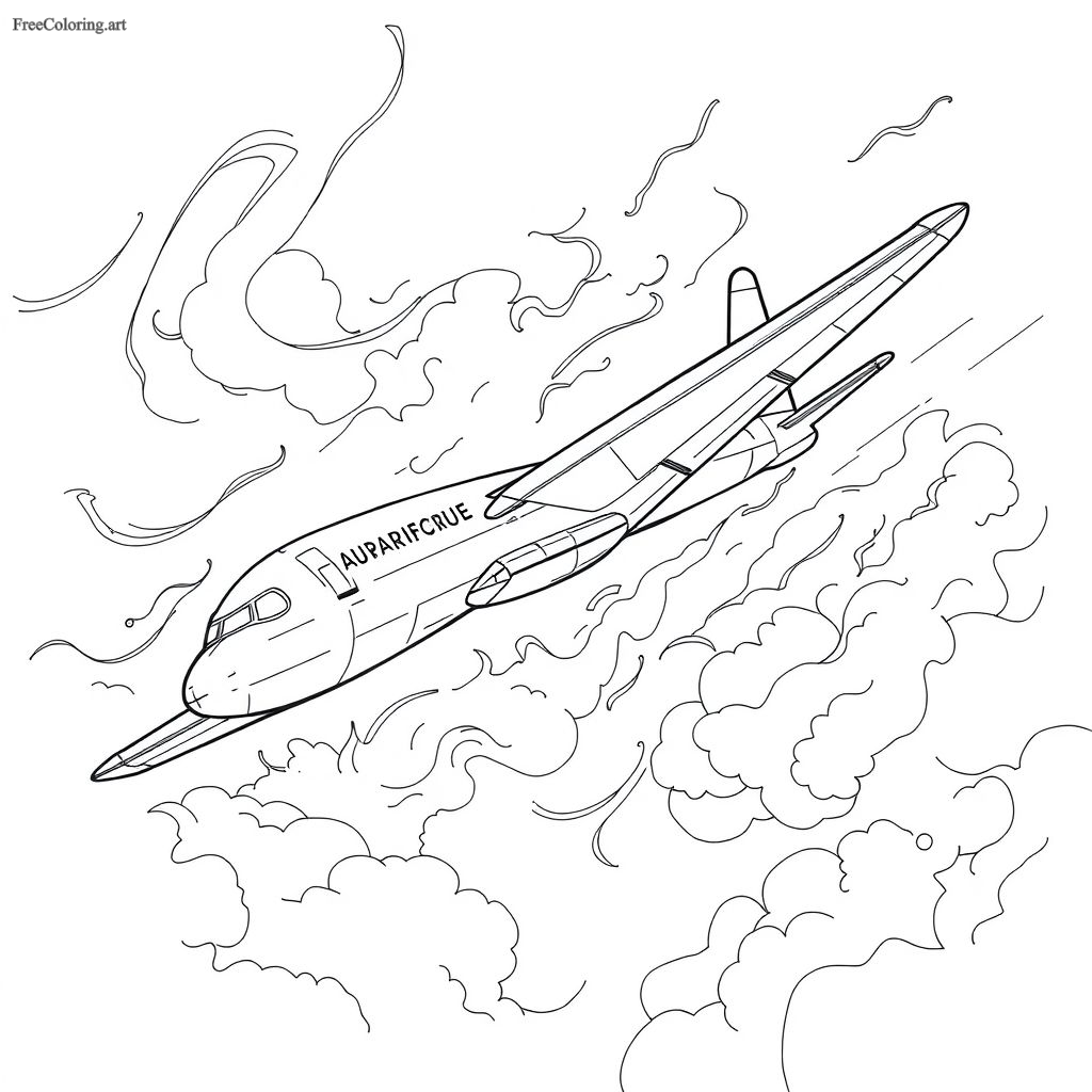 Airplane With Dynamic Motion Coloring Page Airplane With Dynamic Motion Coloring Page
