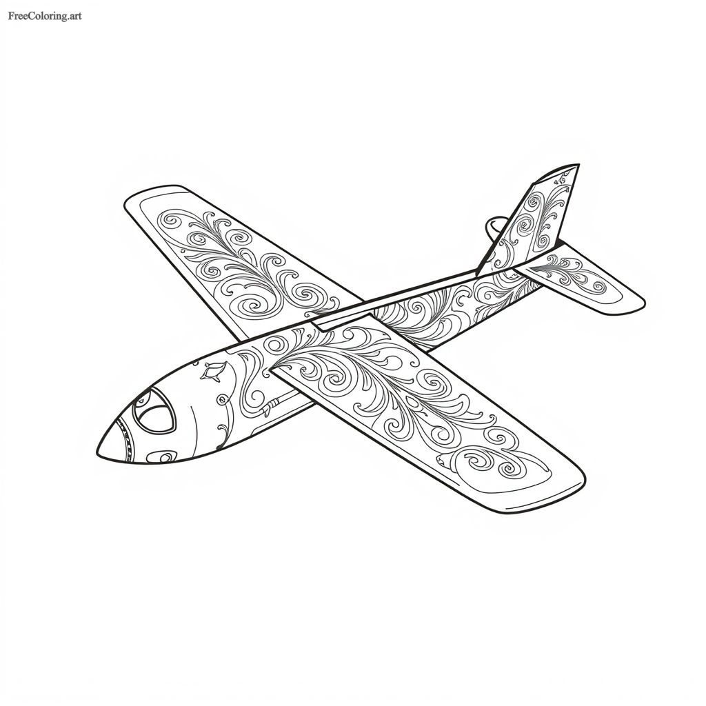 Airplane With Intricate Design Coloring Page Airplane With Intricate Design Coloring Page