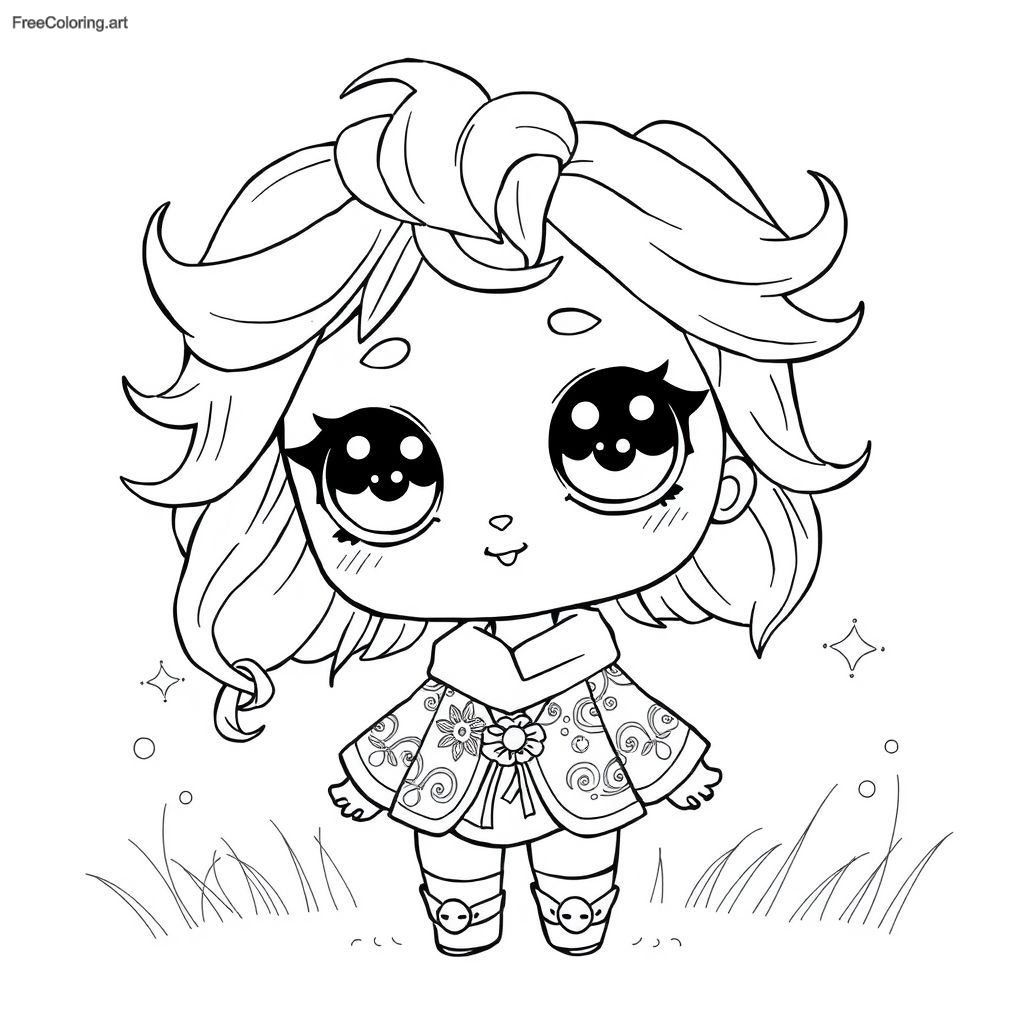 Cute Anime Style Doll With Big Sparkling Eyes Cute Anime Style Doll With Big Sparkling Eyes