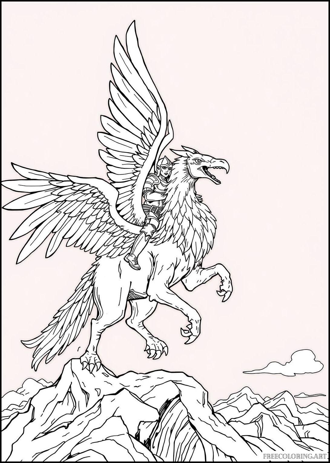 Knight Riding A Majestic Griffin Into The Sky Knight Riding A Majestic Griffin Into The Sky