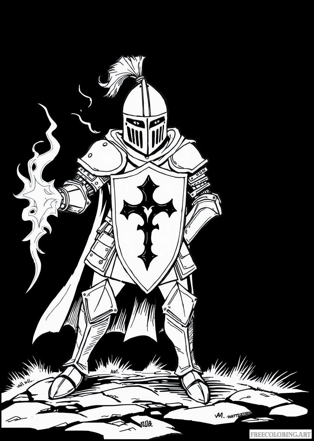 Knight With A Magical Shield Glowing With Energy Knight With A Magical Shield Glowing With Energy