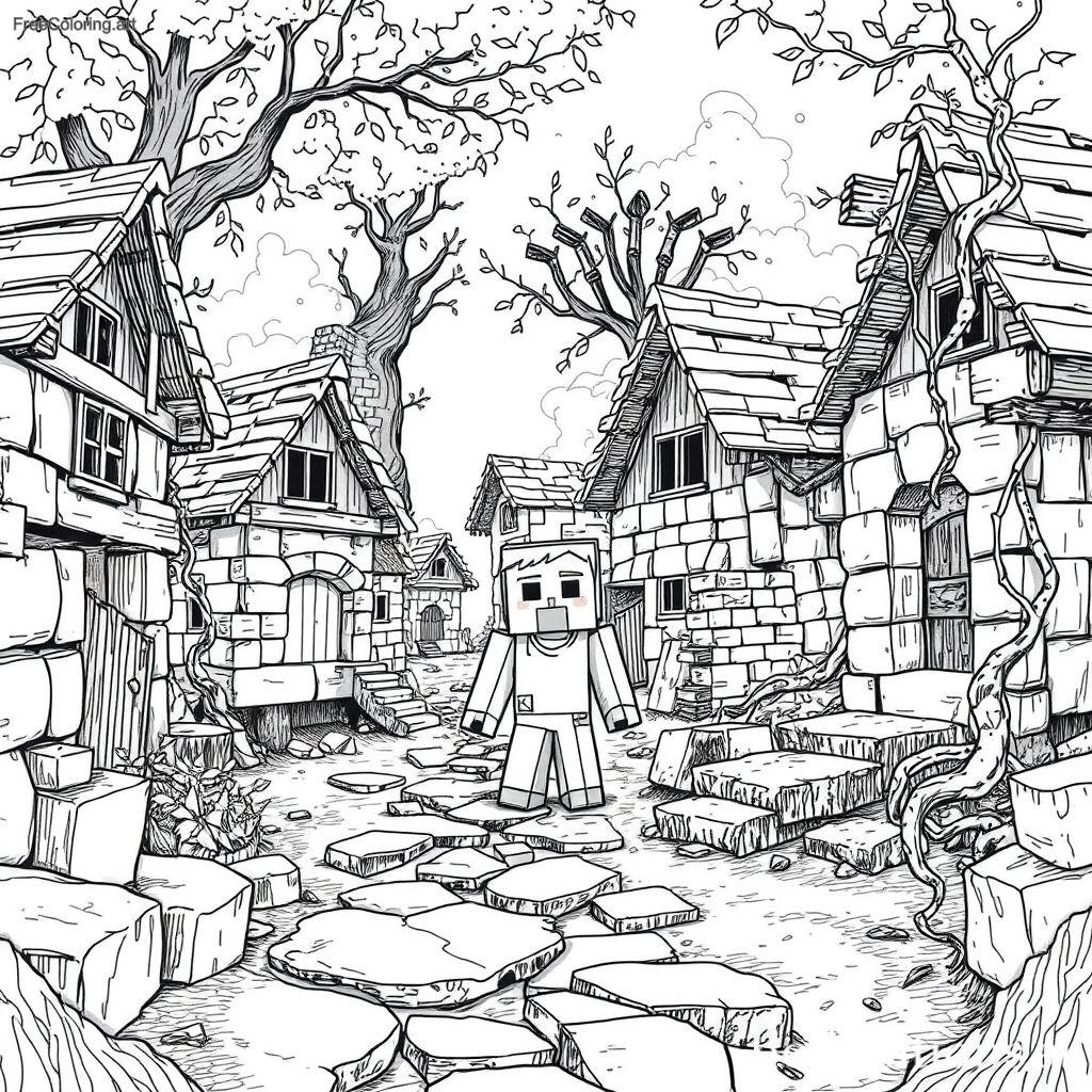 Minecraft Player Exploring An Abandoned Village Minecraft Player Exploring An Abandoned Village