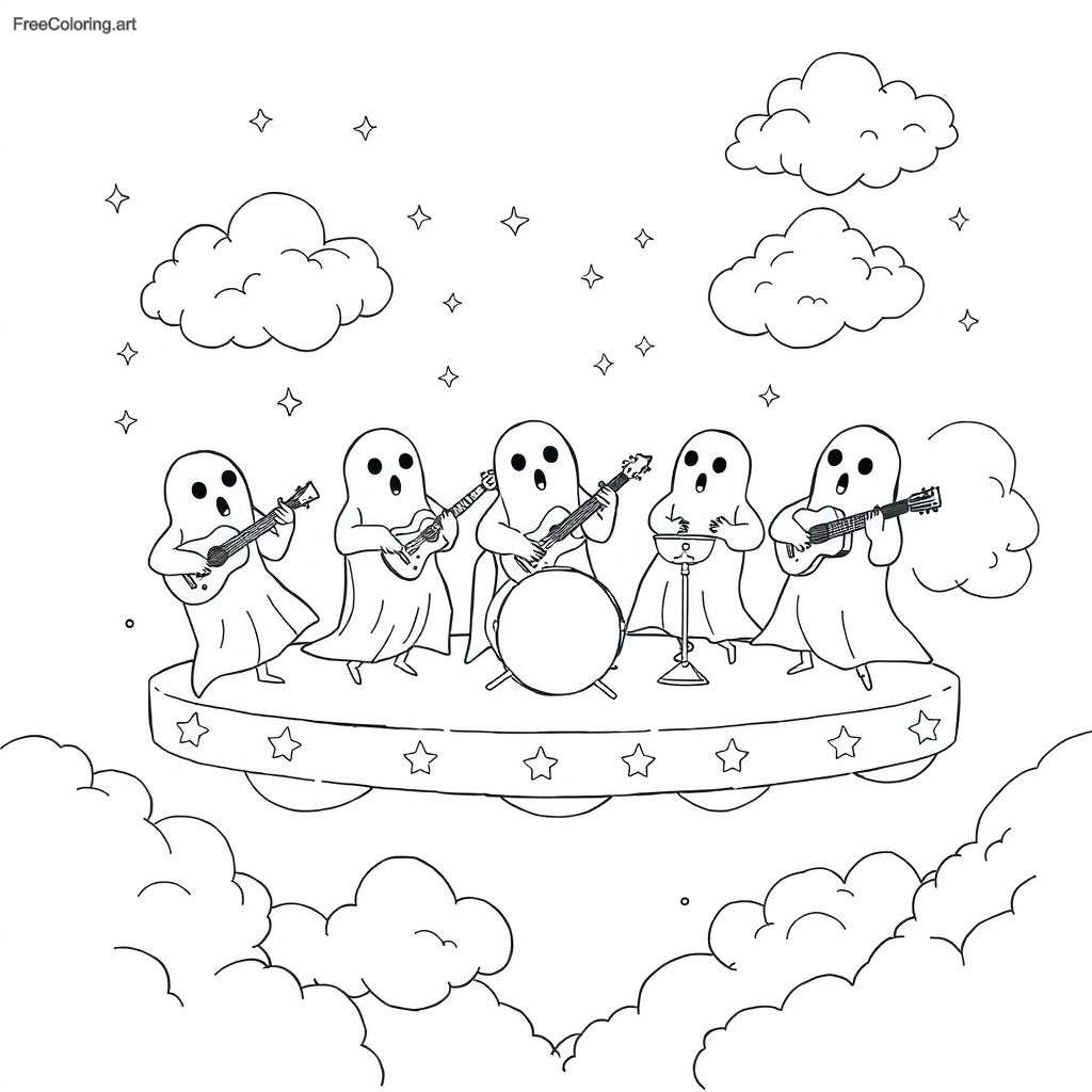 Ghost Band Performing On A Floating Stage Ghost Band Performing On A Floating Stage