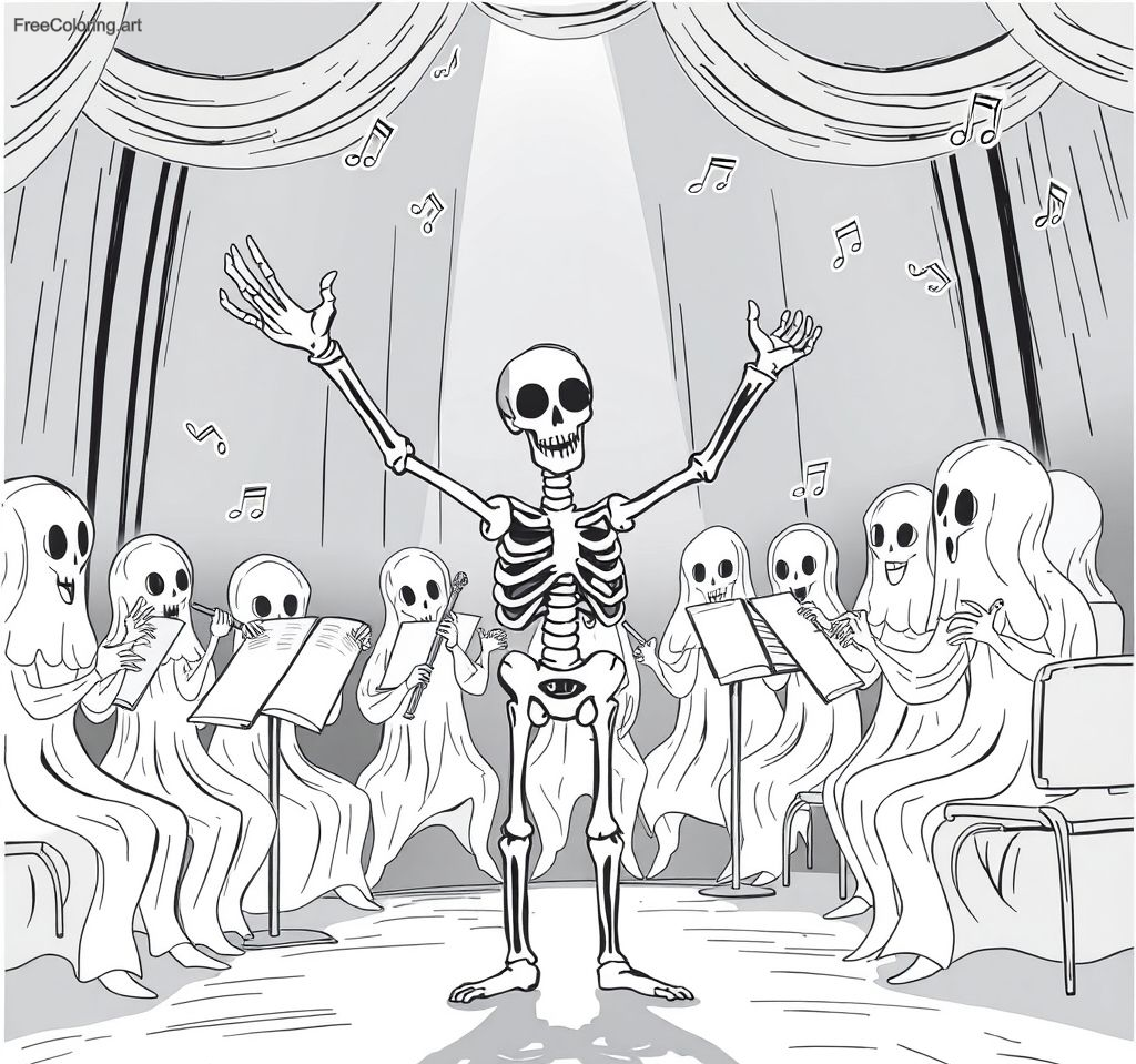 Skeleton Conductor Leading A Ghostly Orchestra Skeleton Conductor Leading A Ghostly Orchestra