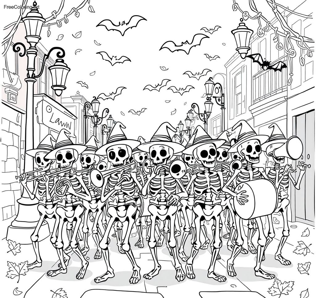 Spooky Marching Band With Skeletons Spooky Marching Band With Skeletons