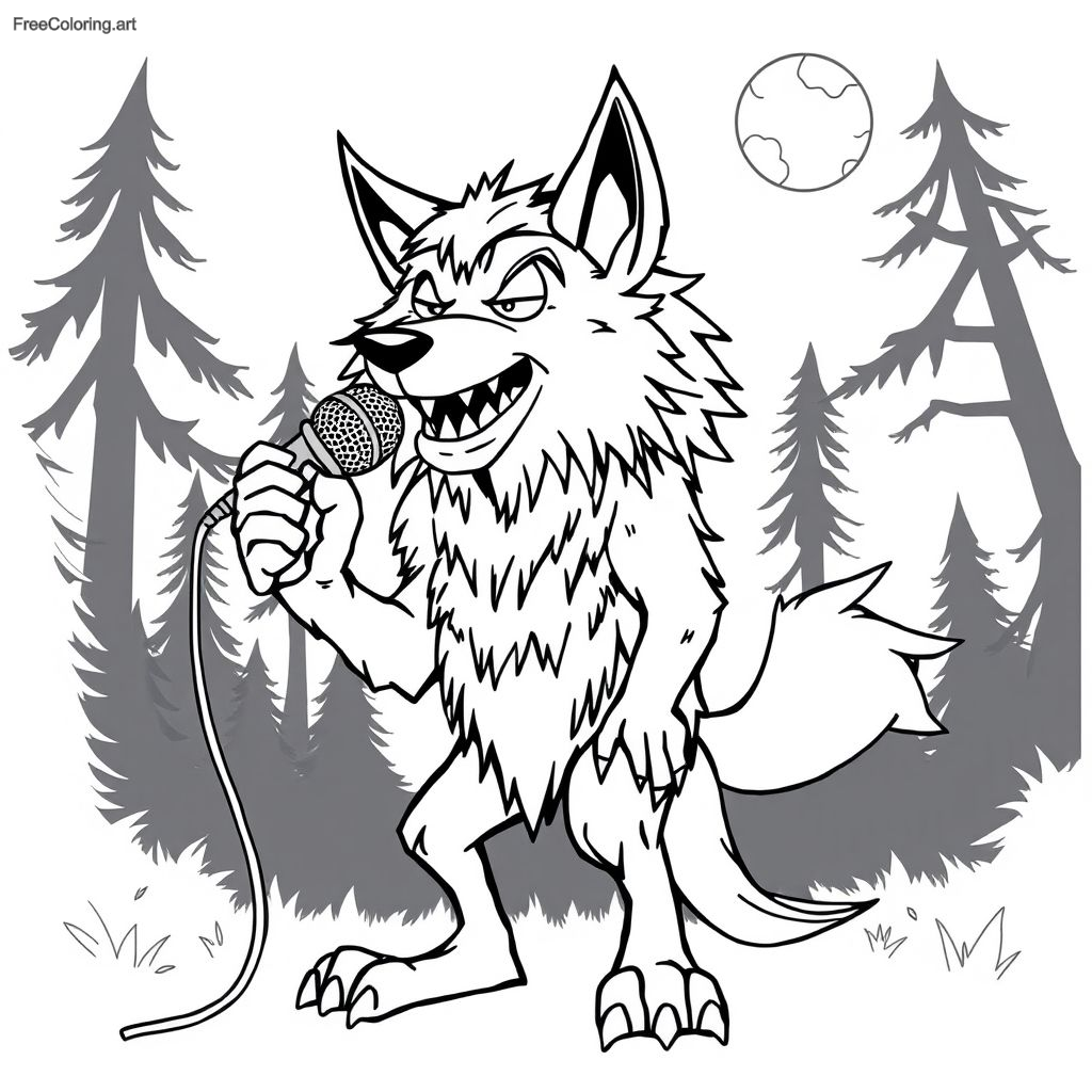 Werewolf Howling With A Microphone Werewolf Howling With A Microphone