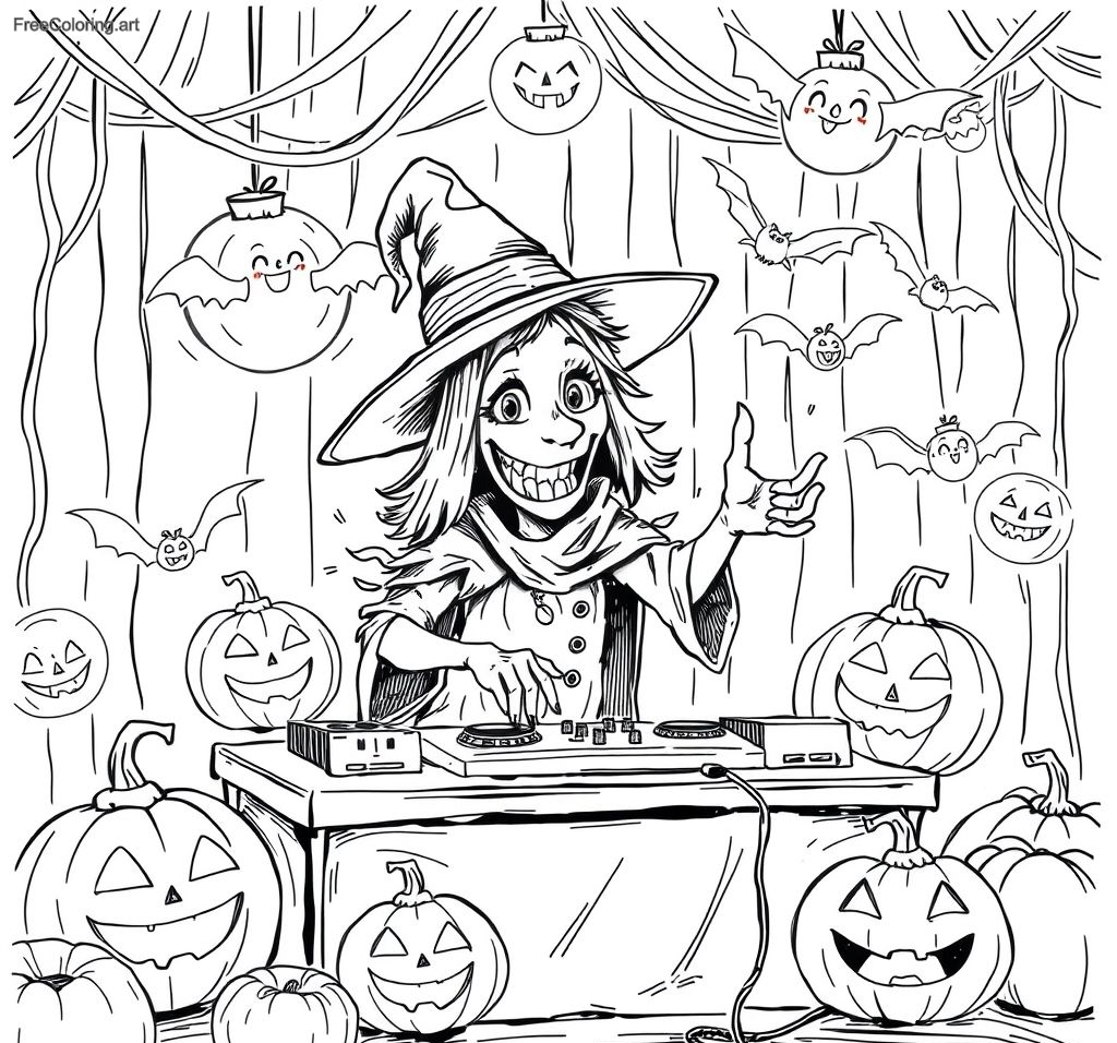 Witch DJing At A Halloween Party Witch DJing At A Halloween Party