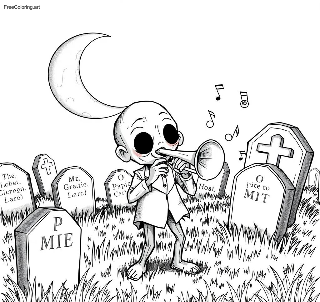 Zombie Playing A Trombone In A Graveyard Zombie Playing A Trombone In A Graveyard
