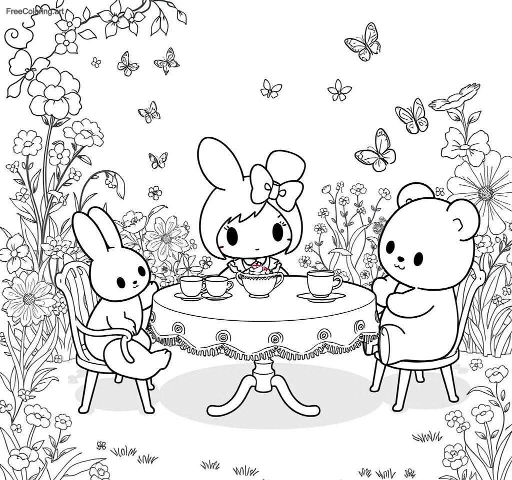 My Melody Enjoying A Tea Party With Friends My Melody Enjoying A Tea Party With Friends