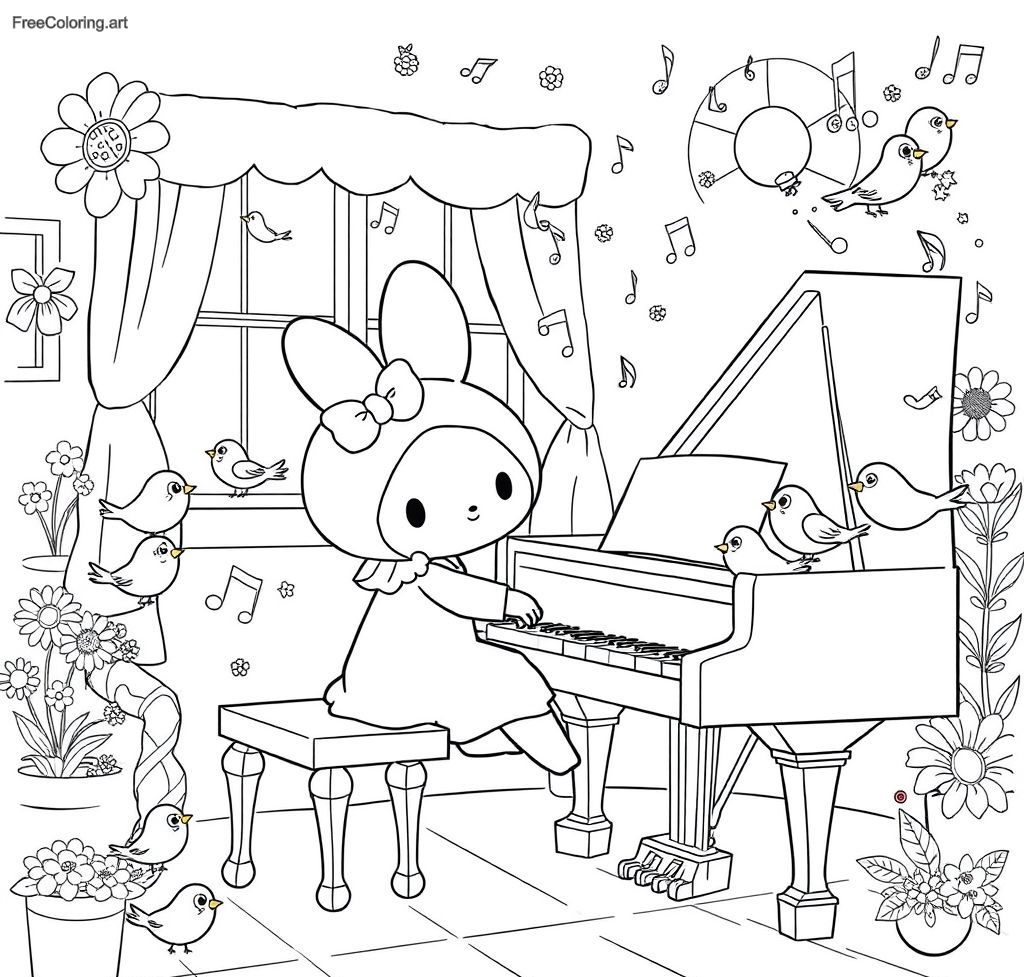 My Melody Playing The Piano With Little Birds My Melody Playing The Piano With Little Birds