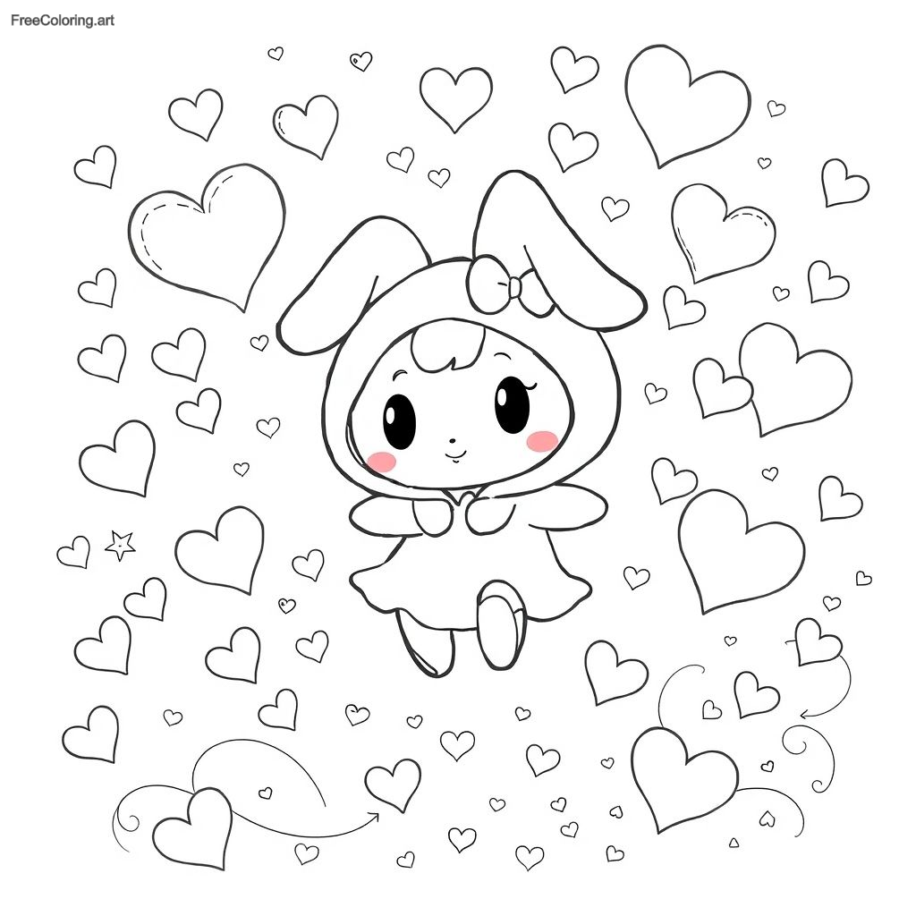 My Melody Surrounded By Floating Hearts And Stars My Melody Surrounded By Floating Hearts And Stars