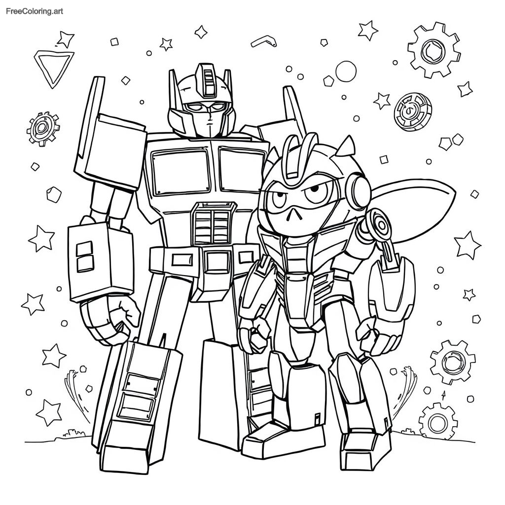 Optimus Prime And Bumblebee Standing Side By Side Optimus Prime And Bumblebee Standing Side By Side