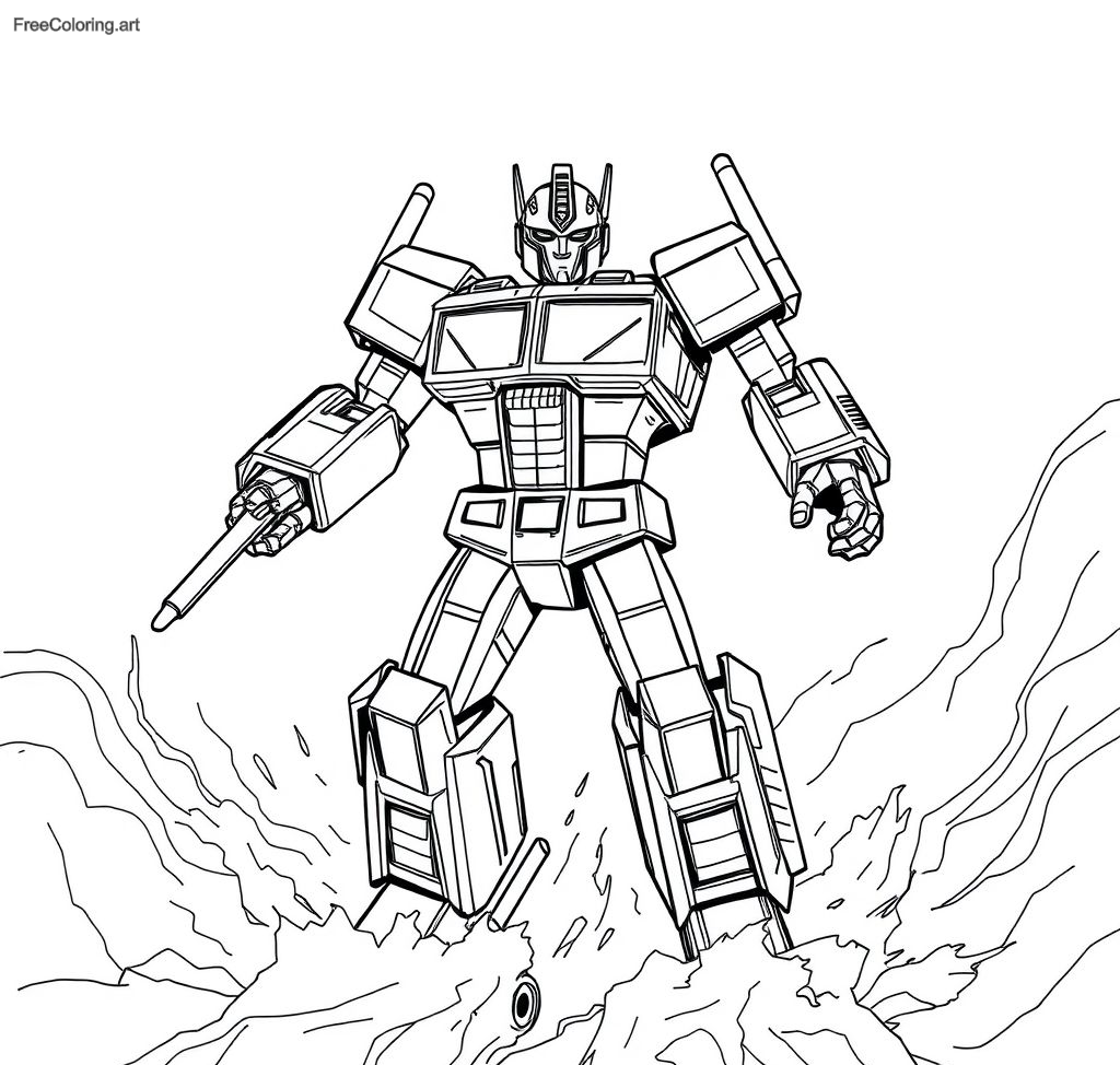 Optimus Prime Launching Into Battle With Jet Boosters Optimus Prime Launching Into Battle With Jet Boosters