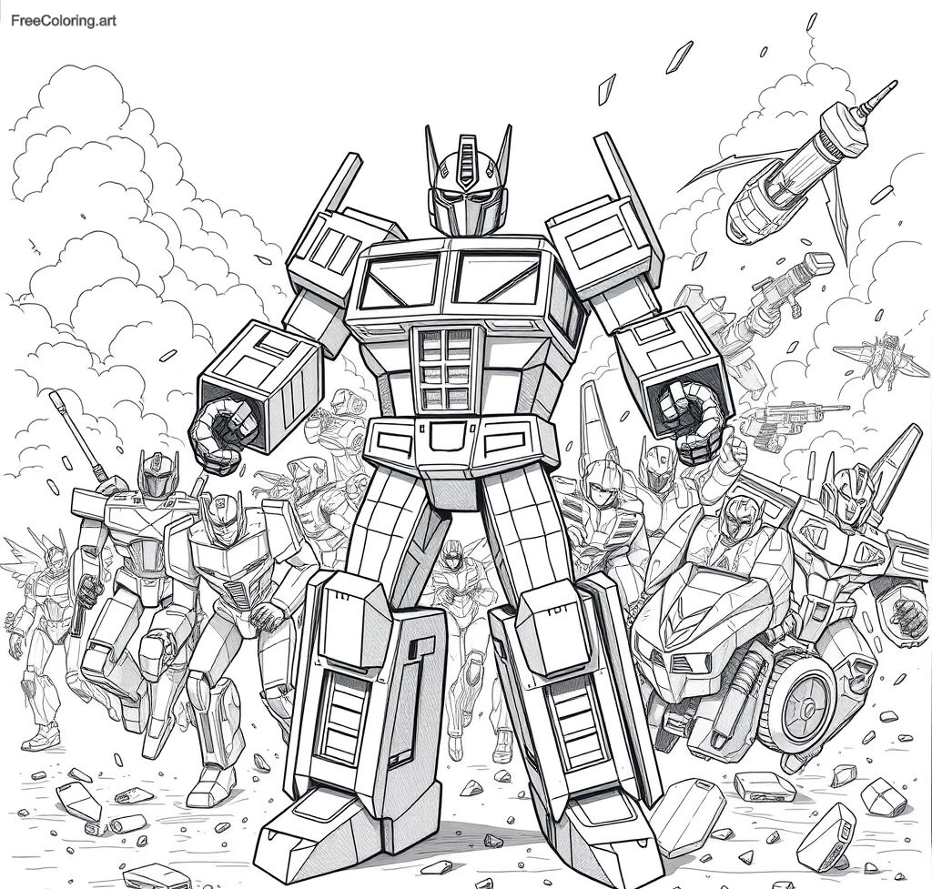 Optimus Prime Leading A Charge With Other Autobots Optimus Prime Leading A Charge With Other Autobots