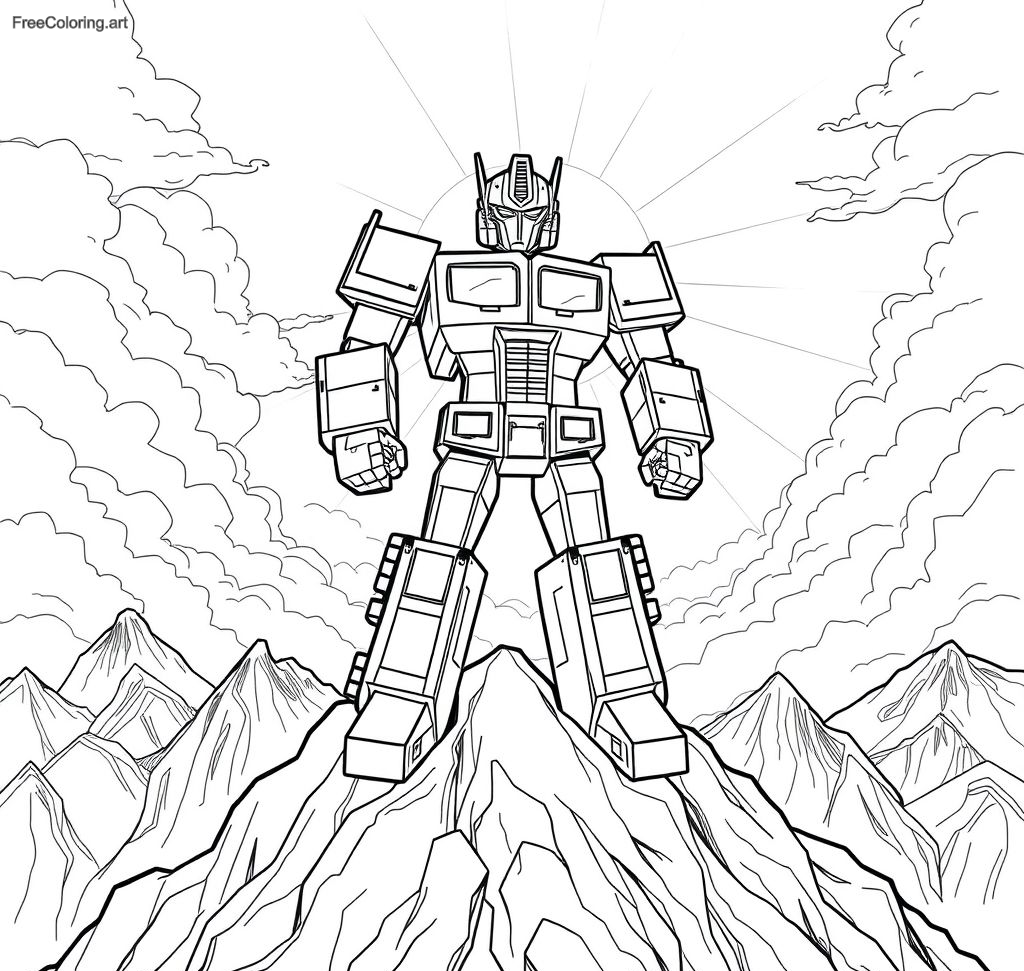 Optimus Prime Standing On Top Of A Mountain Optimus Prime Standing On Top Of A Mountain
