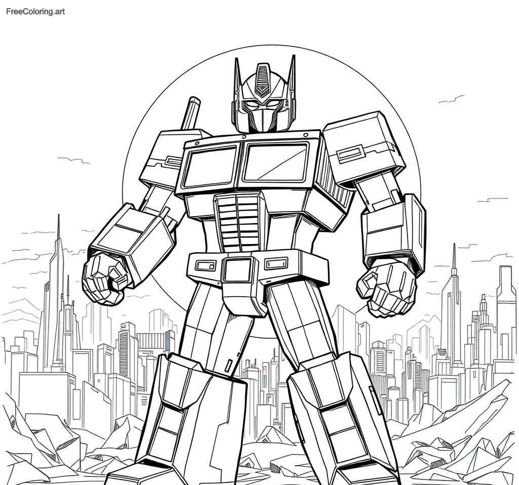 Optimus Prime Standing Tall In Front Of Cybertron Optimus Prime Standing Tall In Front Of Cybertron