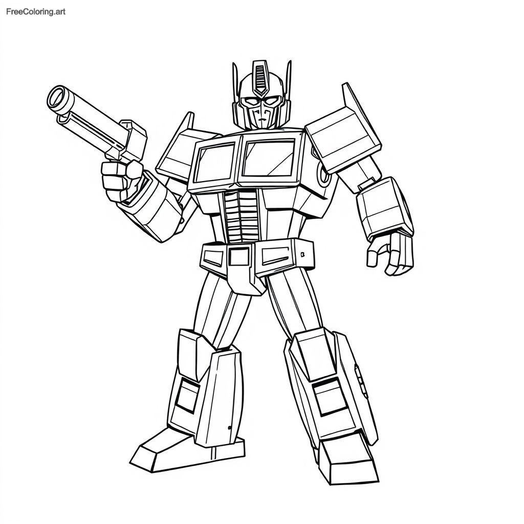 Optimus Prime Standing With His Blaster Ready Optimus Prime Standing With His Blaster Ready