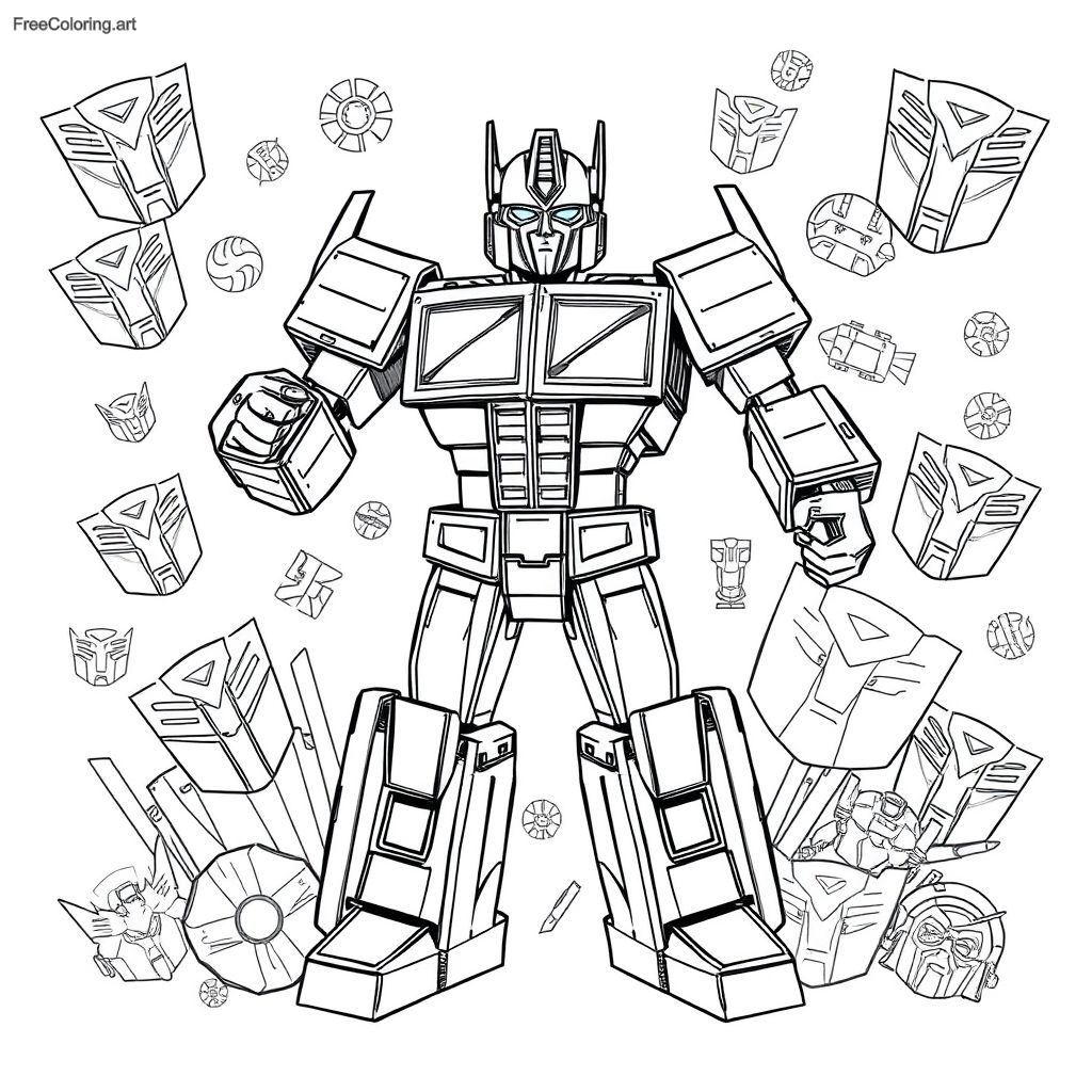 Optimus Prime Surrounded By Autobot Symbols Optimus Prime Surrounded By Autobot Symbols