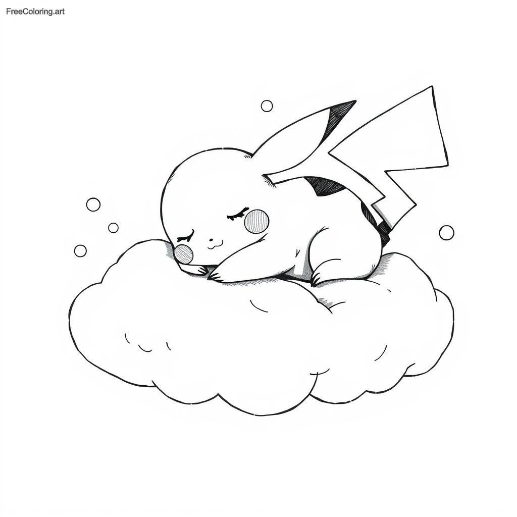 Pikachu Sleeping Peacefully On A Soft Cloud Pikachu Sleeping Peacefully On A Soft Cloud