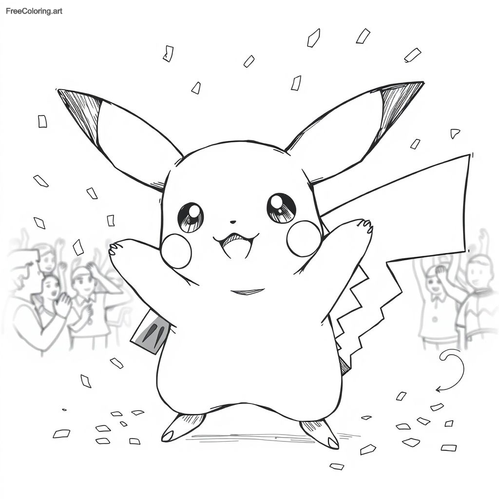 Pikachu With Sparkling Eyes After Winning A Battle Pikachu With Sparkling Eyes After Winning A Battle