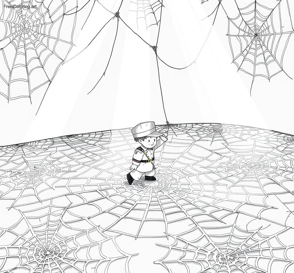 Soldier Carefully Stepping Over A Giant Web Covered Floor Soldier Carefully Stepping Over A Giant Web Covered Floor