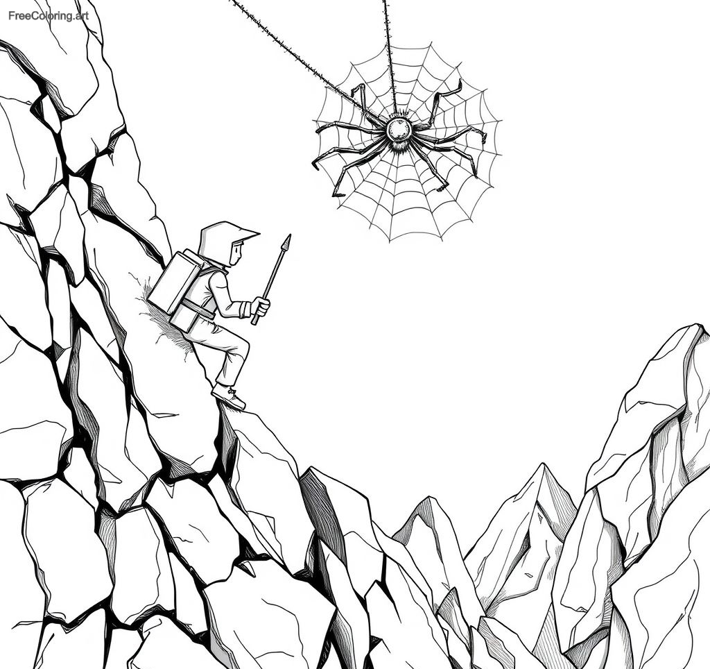 Soldier Climbing Rocks While A Spider Lurks Above Soldier Climbing Rocks While A Spider Lurks Above