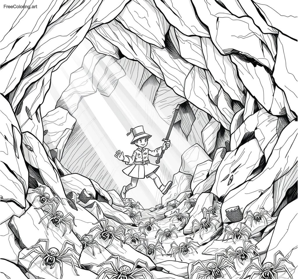 Soldier Escaping A Collapsing Cave As Spiders Crawl Around Soldier Escaping A Collapsing Cave As Spiders Crawl Around