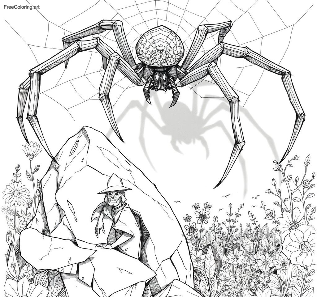 Soldier Hiding Behind A Rock As A Giant Spider Hunts Soldier Hiding Behind A Rock As A Giant Spider Hunts