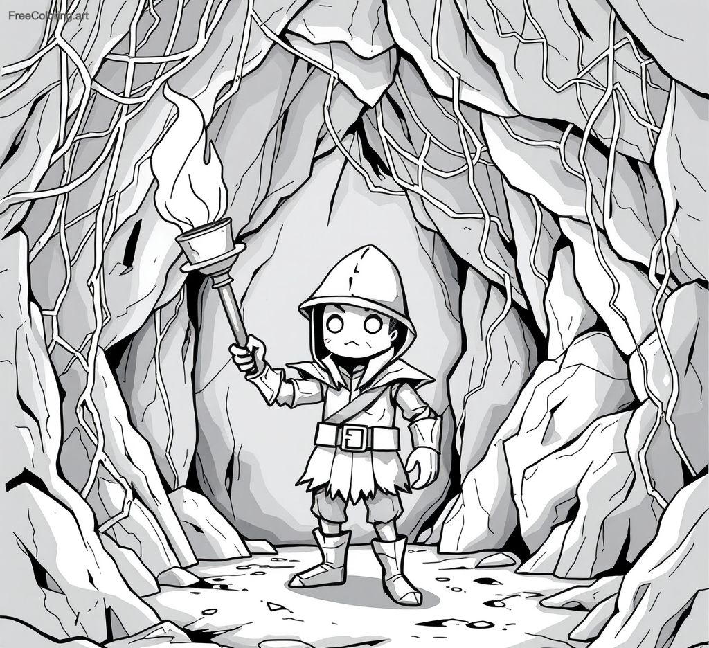 Soldier Holding A Torch In A Spooky Cave Filled With Webs Soldier Holding A Torch In A Spooky Cave Filled With Webs