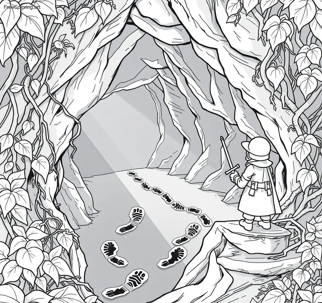 Soldier Investigating Mysterious Footprints Leading Into A Spider Cave Soldier Investigating Mysterious Footprints Leading Into A Spider Cave