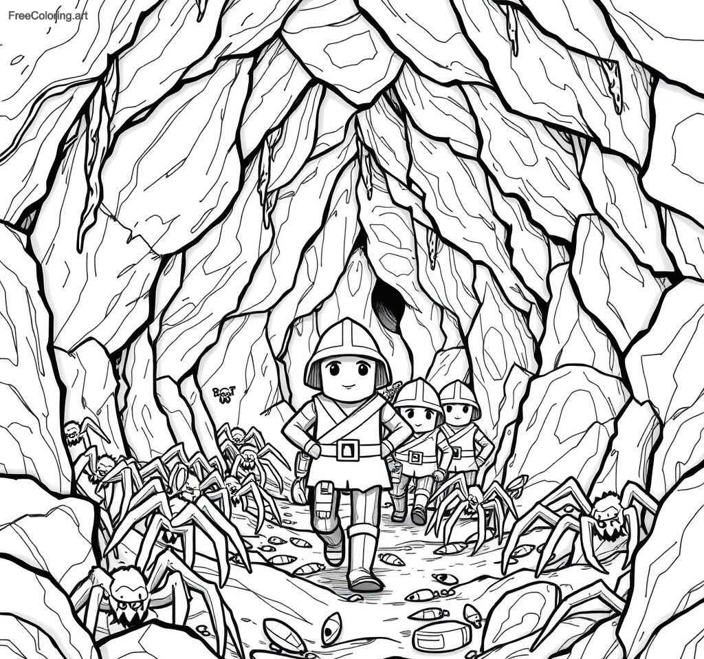 Soldier Leading A Group Through A Deep Spider Infested Cave Soldier Leading A Group Through A Deep Spider Infested Cave