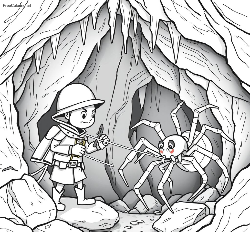 Soldier Setting A Trap For A Lurking Spider In A Cave Soldier Setting A Trap For A Lurking Spider In A Cave
