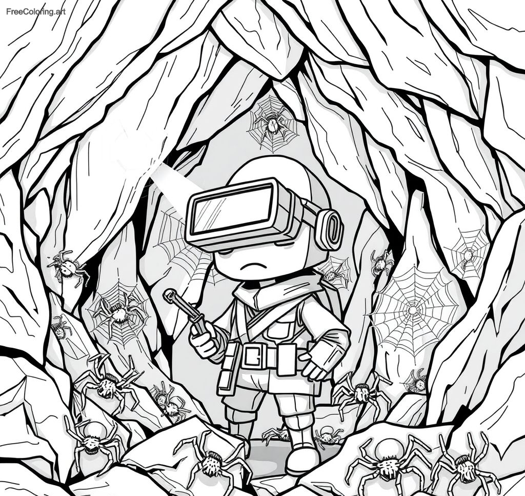 Soldier Using Night Vision Goggles To Spot Spiders In A Cave Soldier Using Night Vision Goggles To Spot Spiders In A Cave