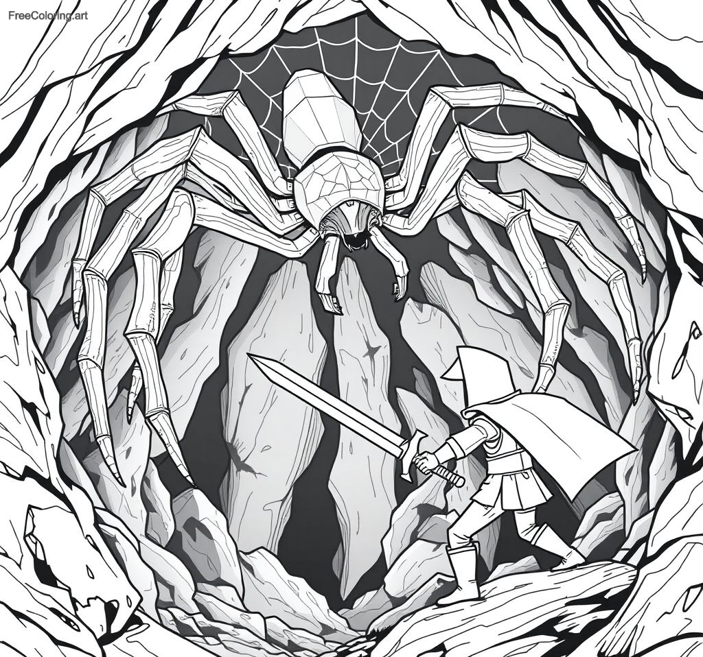 Soldier With A Sword Fighting Off A Giant Cave Spider Soldier With A Sword Fighting Off A Giant Cave Spider